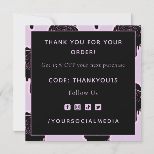 Roze Zwarte Rozen Drip Druppelende Halloween Dank  Kaart (Achterkant)