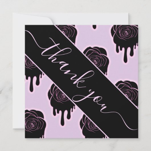 Roze Zwarte Rozen Drip Druppelende Halloween Dank  Kaart (Voorkant)