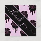 Roze zwarte Rozen druppelen Halloween Hartelijk da Vierkante Visitekaartje (Voorkant)