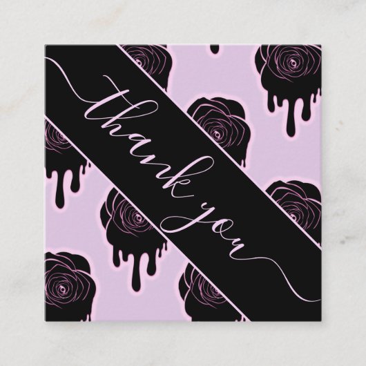 Roze zwarte Rozen druppelen Halloween Hartelijk da Vierkante Visitekaartje (Voorkant)