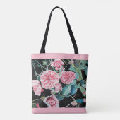 Roze zwarte Rozen Floral Weddenschap Bride Tribe B Tote Bag (Achterkant)