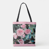 Roze zwarte Rozen Floral Wedding Bride Canvas tas (Achterkant)