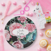 Roze zwarte Rozen Florence Bord van papier (Feest)