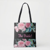 Roze zwarte Rozen roos Bride Wedding Bride Canvas Tote Bag (Voorkant)