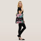 Roze zwarte Rozen roos Bride Wedding Bride Canvas Tote Bag (Op model)