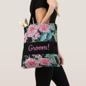 Roze zwarte Rozen Roos Groom bruiloft Man Canvas t Tote Bag (Dichtbij)