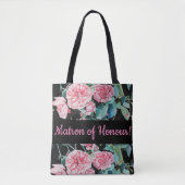 Roze zwarte Rozen Roos Matron of Honor Canvas tas (Voorkant)