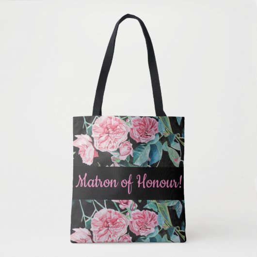 Roze zwarte Rozen Roos Matron of Honor Canvas tas (Voorkant)