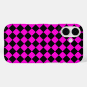 Roze Zwarte Ruitjes Diamant Patroon Case-Mate iPhone Case (Achterkant (horizontaal))