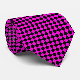 Roze Zwarte Ruitpatroon Stropdas