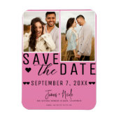 Roze & Zwarte Save the Date 2 Foto Bruiloft Magneet (Verticaal)