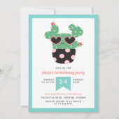 Roze Zwarte Schattigee Cactus Verjaardagsfeest Kaart (Voorkant)