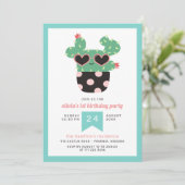 Roze Zwarte Schattigee Cactus Verjaardagsfeest Kaart (Staand voorkant)