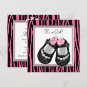 Roze Zwarte Schoenen Hot Roze Zebra Baby shower Kaart (Voorkant / Achterkant)