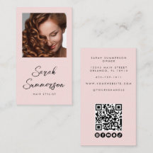 Roze Zwarte Script Foto QR Code Kapper