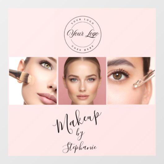 Roze Zwarte Script Je Logo 3 Foto Make-up Raamsticker (Vel)