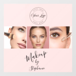Roze Zwarte Script Jouw Logo 3 Foto Make-up Raamsticker