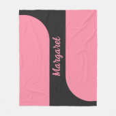 roze & zwarte script meisjesachtige monogram naam fleece deken (Voorkant)