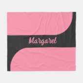 roze & zwarte script meisjesachtige monogram naam fleece deken (Voorkant (Horizontaal))