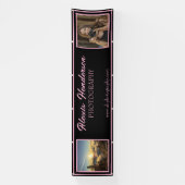 Roze & Zwarte Script Modern 2 Fotohokje Tent Spandoek (Verticaal)
