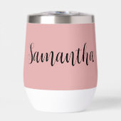 Roze Zwarte Script Monogramme Verlovingsfeestje (Voorkant)