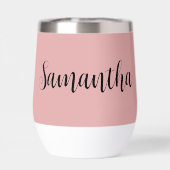 Roze Zwarte Script Monogramme Verlovingsfeestje (Achterkant)