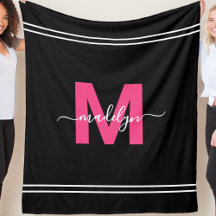 Roze Zwarte Script Naam Monogram