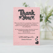 Roze Zwarte Script Typografie Bruidsdouche Bedankkaart (Staand voorkant)
