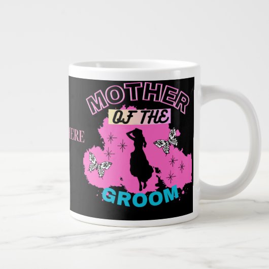 Roze & Zwarte Silhouet Moeder Moeder Van De Bruide Grote Koffiekop (Rechts)