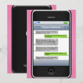 Roze/Zwarte Smart Phone feestdag Kaart (Voorkant / Achterkant)