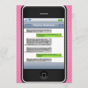 Roze/Zwarte Smart Phone feestdag Kaart