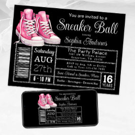 Roze Zwarte Sneaker Bal Verjaardagsfeest Schoen La Kaart