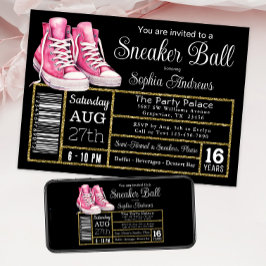 Roze Zwarte Sneaker Bal Verjaardagsfeest Schoen La Kaart