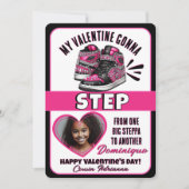 Roze/Zwarte Sneaker Foto Klaslokaal Valentijnskaar Feestdagenkaart (Voorkant)