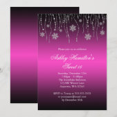 Roze zwarte sneeuwvlokken Sweet 16 Winter Wonderla Kaart (Voorkant / Achterkant)