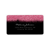 Roze zwarte sparkly Glitter Bruske Stroke Etiket (Voorkant)