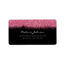 Roze zwarte sparkly Glitter Bruske Stroke Etiket