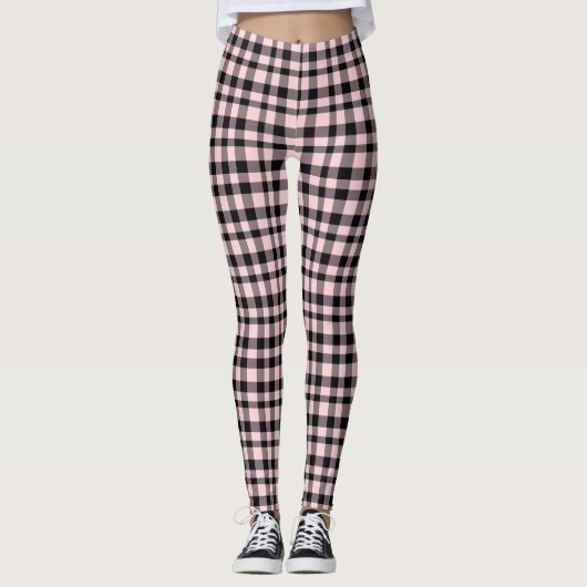 Roze zwarte speldenvrouwen Leggings (Voorkant)