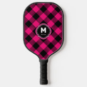 Roze zwarte spelmonogram pickleball paddle (Voorkant)
