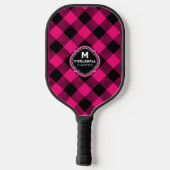 Roze zwarte spelmonogram pickleball paddle (Achterkant)