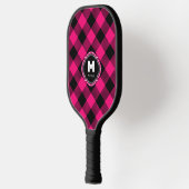 Roze zwarte spelmonogram pickleball paddle (Links)