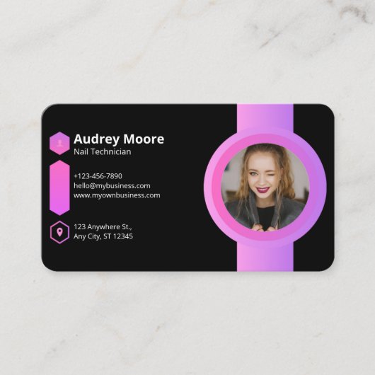 Roze & Zwarte Spijker Technicus Visitekaartje (Voorkant)