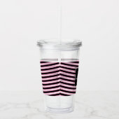 Roze zwarte spiraalband strips monogram op maat acryl drinkbeker (Rechts)