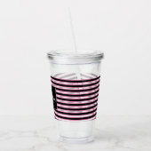 Roze zwarte spiraalband strips monogram op maat acryl drinkbeker (Links)