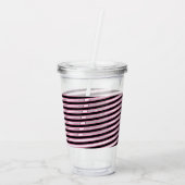 Roze zwarte spiraalband strips monogram op maat acryl drinkbeker (Achterkant)