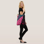 Roze & Zwarte Spooky Paw Prints Canvas tas (Op model)