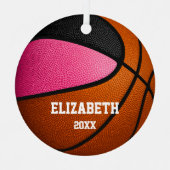 roze zwarte sportmeisjes herdenken basketbal metalen ornament (Voorkant)