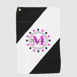 Roze zwarte sterren Monogram Golfhanddoek