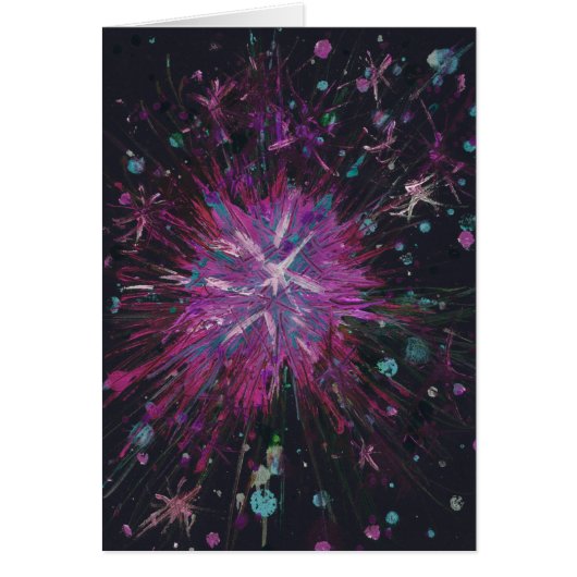 Roze Zwarte Steruitbarsting Abstracte Kunst Acryls (Voorkant)