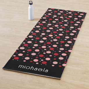 Roze Zwarte Stip Cirkel Geometrisch Patroon Retro  Yogamat